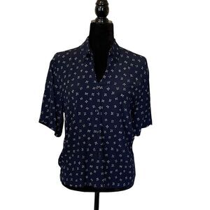 Josephine Chais Navy Floral Motif Blouse - 4